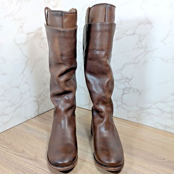 Frye Womens Paige Tall Riding Boots Antiqued Italian Leather Slate Brown Sz 6 - Picture 6 of 13